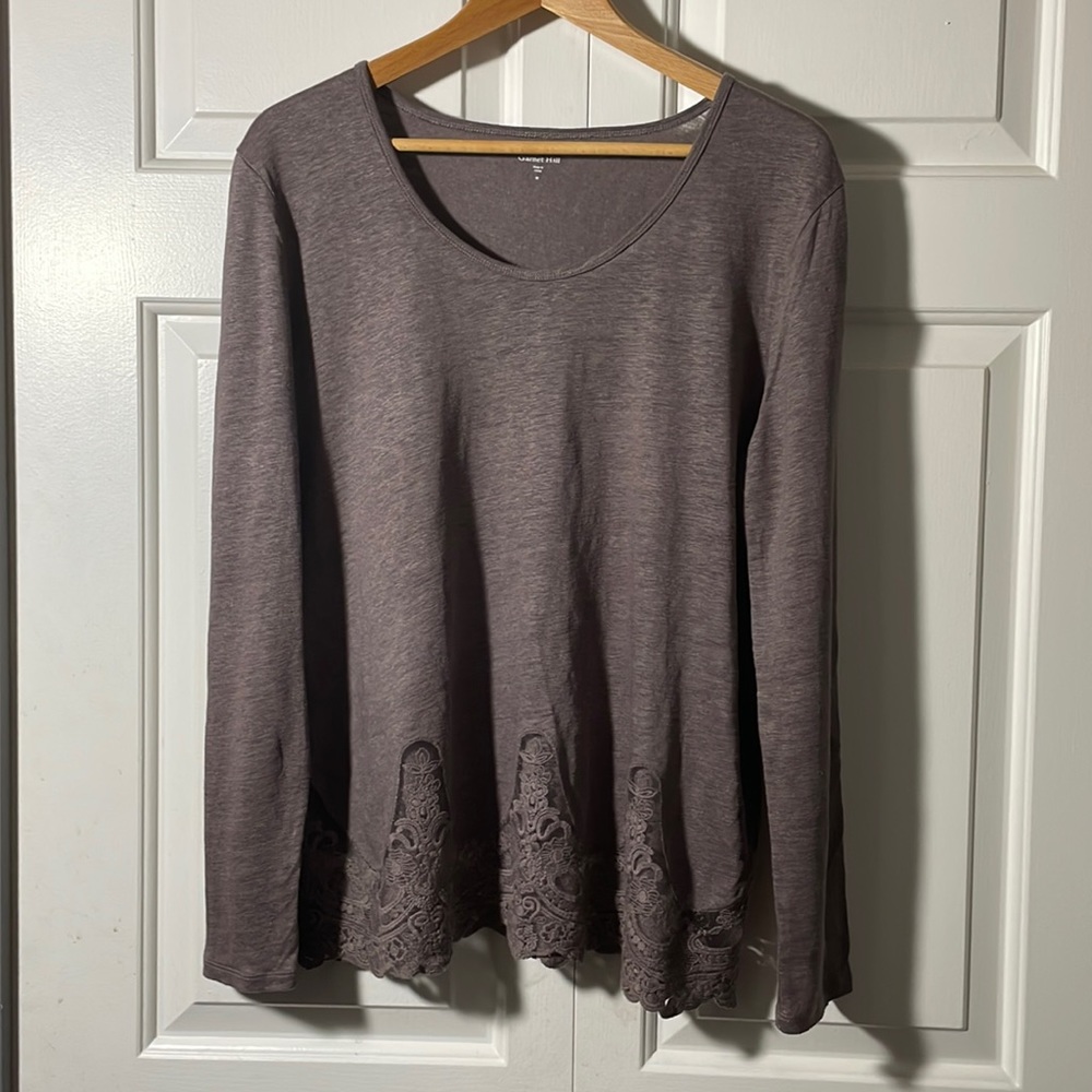 Garnet Hill Lace & Linen Long Sleeve Top